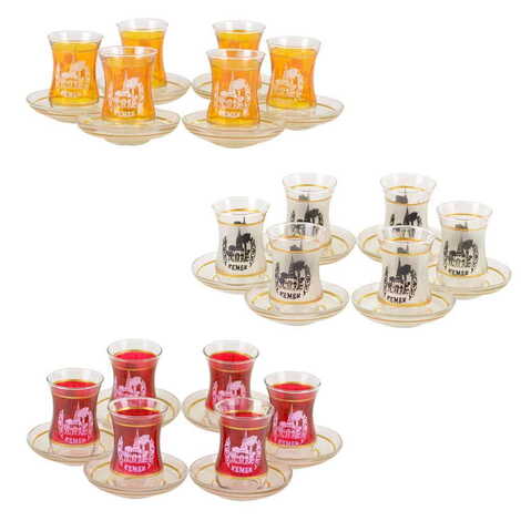 Kemer Themed Turkey City Theme Printed Touristy Tea Glass Set of 6 Pcs - 2