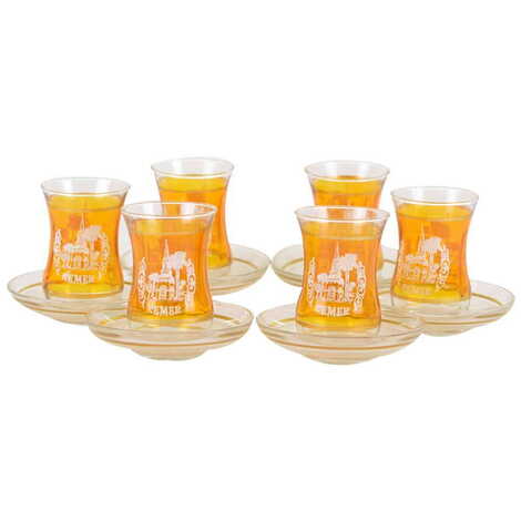 Kemer Themed Turkey City Theme Printed Touristy Tea Glass Set of 6 Pcs - 4