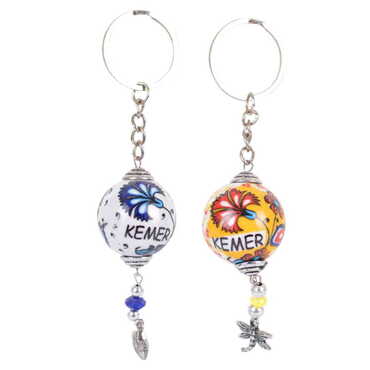 Kemer Themed Turkish Ceramic Ball Keychain - 3