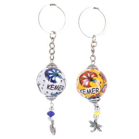 Kemer Themed Turkish Ceramic Ball Keychain - 3