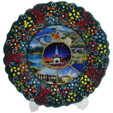 Kemer Themed Turkish Ceramic Plate With Epoxy 18 Cm - 7