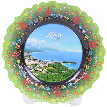 Kemer Themed Turkish Ceramic Plate With Epoxy 25 Cm - 11