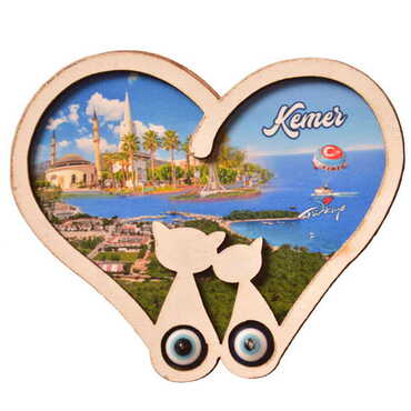 Kemer Themed Wooden Cute Animals Souvenşr Fridge Magnet Serie C 90x120 mm - 3