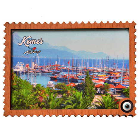 Kemer Themed Wooden Cute Animals Souvenşr Fridge Magnet Serie C 90x120 mm - 13