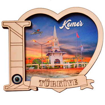 Kemer Themed Wooden Cute Animals Souvenşr Fridge Magnet Serie C 90x120 mm - 22