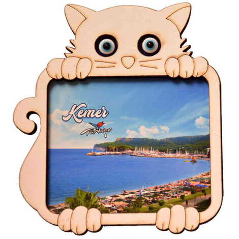 Kemer Themed Wooden Cute Animals Souvenşr Fridge Magnet Serie C 90x120 mm - 26