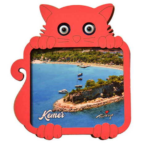 Kemer Themed Wooden Cute Animals Souvenşr Fridge Magnet Serie C 90x120 mm - 28