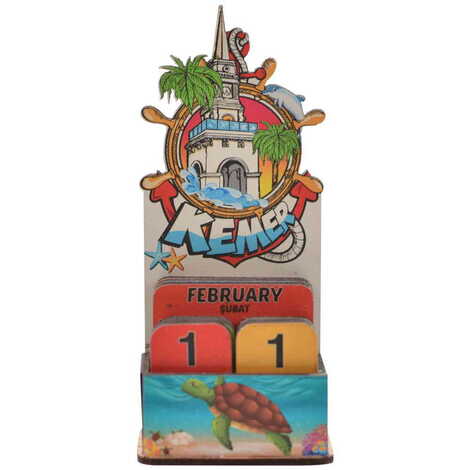 Kemer Themed Wooden Table Calendar - 5