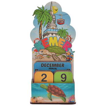 Kemer Themed Wooden Table Calendar - 6