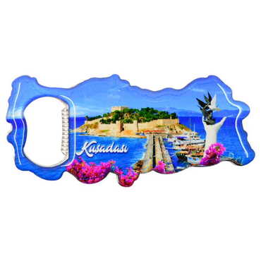 Toptan Kuşadası Temalı Myros Metal Harita Açacak Magnet 100x45 mm - 6