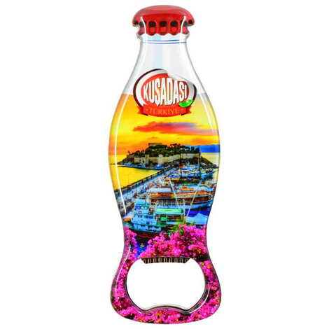 Kusadasi Themed Coke Bottle Shaped Metal Magnetic Bottle Opener 120x41 mm - 4