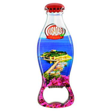 Kusadasi Themed Coke Bottle Shaped Metal Magnetic Bottle Opener 120x41 mm - 5