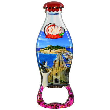 Kusadasi Themed Coke Bottle Shaped Metal Magnetic Bottle Opener 120x41 mm - 6