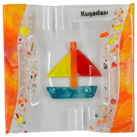 Kusadasi Themed Custom Printed Glass Ashtray - 6