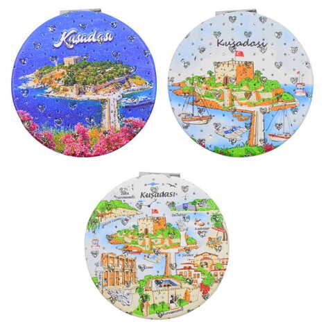 Kusadasi Themed Custom Printed Round Pocket Mirror - 5