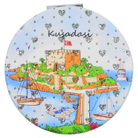 Kusadasi Themed Custom Printed Round Pocket Mirror - 7