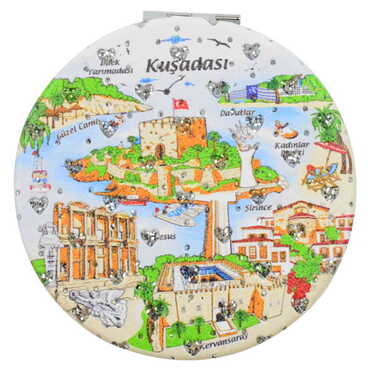 Kusadasi Themed Custom Printed Round Pocket Mirror - 8