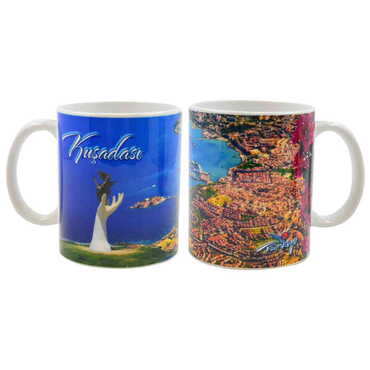 Kusadasi Themed Customised Porcelain Souvenir Travel Mug 80x95 mm - 5