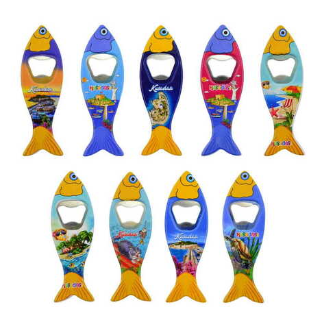 Kusadasi Themed Customised UV Printed Fish Shape Printed Plastic Base Bottle Opener 42x130 mm - 3