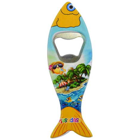 Kusadasi Themed Customised UV Printed Fish Shape Printed Plastic Base Bottle Opener 42x130 mm - 4