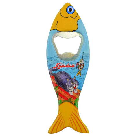 Kusadasi Themed Customised UV Printed Fish Shape Printed Plastic Base Bottle Opener 42x130 mm - 6