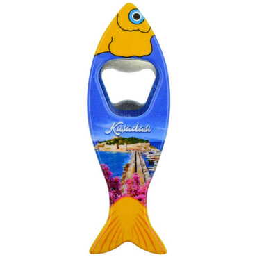 Kusadasi Themed Customised UV Printed Fish Shape Printed Plastic Base Bottle Opener 42x130 mm - 12