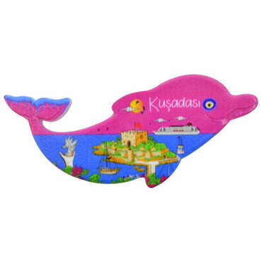 Kusadasi Themed Customised UV Printed Plastic Base Dolphin Shaped Fridge Magnet 110x50 mm - 4