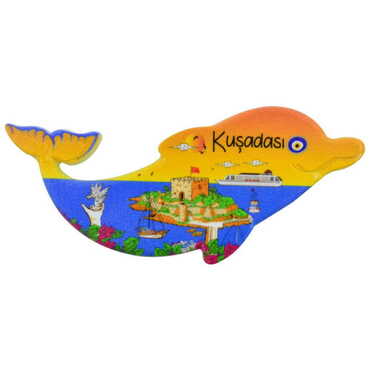 Kusadasi Themed Customised UV Printed Plastic Base Dolphin Shaped Fridge Magnet 110x50 mm - 5