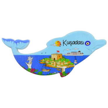 Kusadasi Themed Customised UV Printed Plastic Base Dolphin Shaped Fridge Magnet 110x50 mm - 6