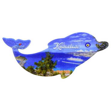 Kusadasi Themed Customised UV Printed Plastic Base Dolphin Shaped Fridge Magnet 110x50 mm - 10