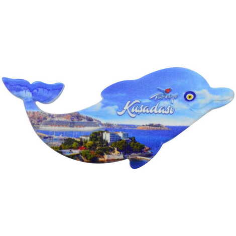 Kusadasi Themed Customised UV Printed Plastic Base Dolphin Shaped Fridge Magnet 110x50 mm - 12