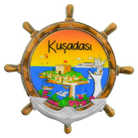 Kusadasi Themed Customised UV Printed Plastic Base Marin Rudder Shaped Fridge Magnet 82x82 mm - 7