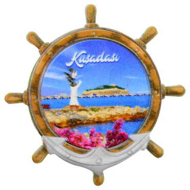 Kusadasi Themed Customised UV Printed Plastic Base Marin Rudder Shaped Fridge Magnet 82x82 mm - 9