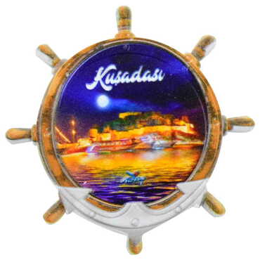 Kusadasi Themed Customised UV Printed Plastic Base Marin Rudder Shaped Fridge Magnet 82x82 mm - 10