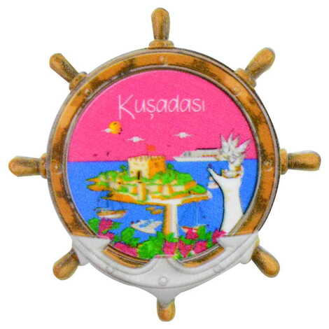 Kusadasi Themed Customised UV Printed Plastic Base Marin Rudder Shaped Fridge Magnet 82x82 mm - 11