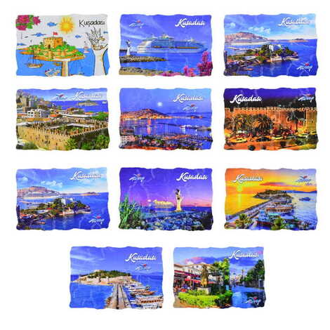 Kusadasi Themed Customised UV Printed Plastic Base Mosaic Pattern Rectangle Fridge Magnet 80x50 mm - 2