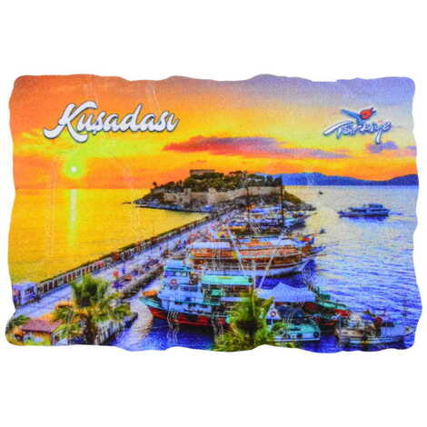 Kusadasi Themed Customised UV Printed Plastic Base Mosaic Pattern Rectangle Fridge Magnet 80x50 mm - 6