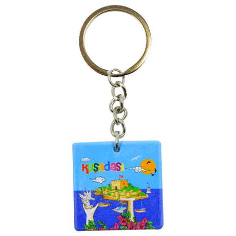 Kusadasi Themed Customised Uv Printed Plastic Base Round Keyring 40x108 mm - 3