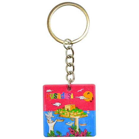 Kusadasi Themed Customised Uv Printed Plastic Base Round Keyring 40x108 mm - 4