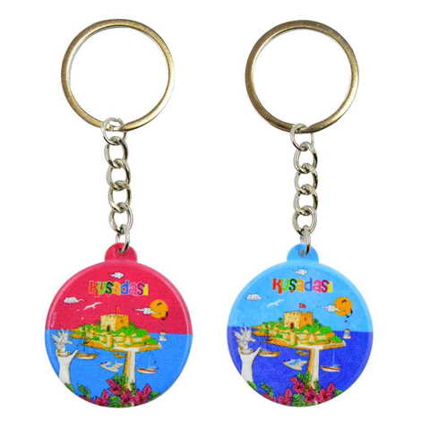 Kusadasi Themed Customised UV Printed Plastic Base Square Keyring 38x100 mm - 2