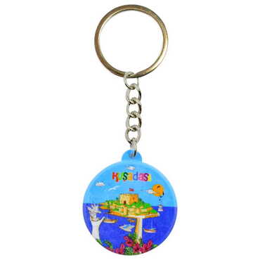 Kusadasi Themed Customised UV Printed Plastic Base Square Keyring 38x100 mm - 3