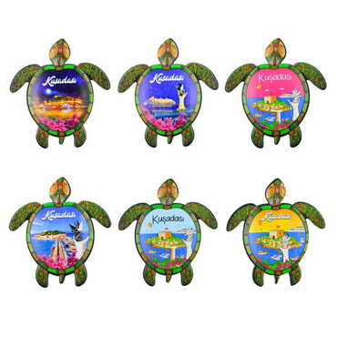 Kusadasi Themed Customised UV Printed Plastic Base Turtle Shaped Fridge Magnet 80x74 mm - 2