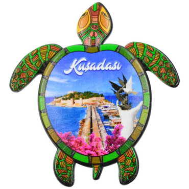 Kusadasi Themed Customised UV Printed Plastic Base Turtle Shaped Fridge Magnet 80x74 mm - 4