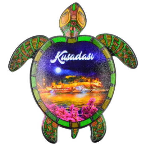 Kusadasi Themed Customised UV Printed Plastic Base Turtle Shaped Fridge Magnet 80x74 mm - 5