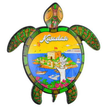 Kusadasi Themed Customised UV Printed Plastic Base Turtle Shaped Fridge Magnet 80x74 mm - 6