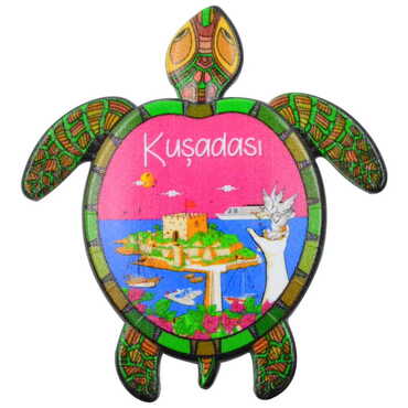 Kusadasi Themed Customised UV Printed Plastic Base Turtle Shaped Fridge Magnet 80x74 mm - 7