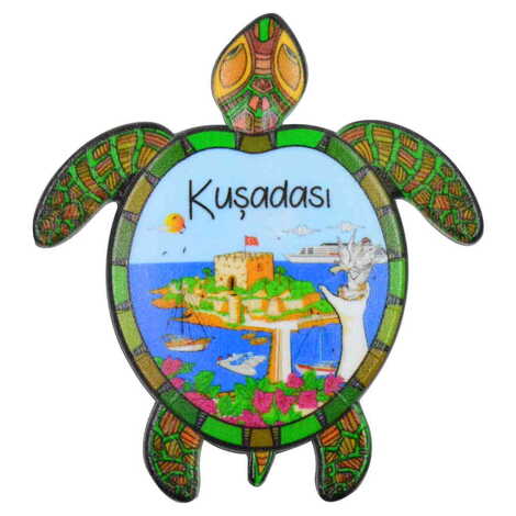 Kusadasi Themed Customised UV Printed Plastic Base Turtle Shaped Fridge Magnet 80x74 mm - 8