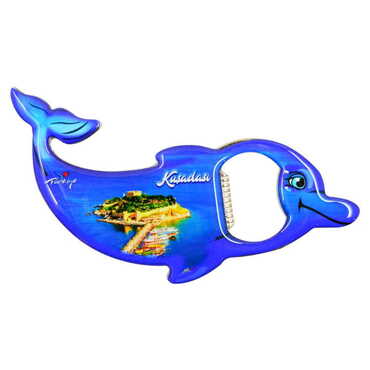 Kusadasi Themed Dolphin Shaped Metal Magnetic Bottle Opener 102x67 mm - 4