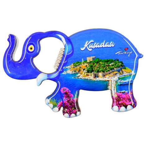 Kusadasi Themed Elephant Shaped Metal Magnetic Bottle Opener 98x61 mm - 4