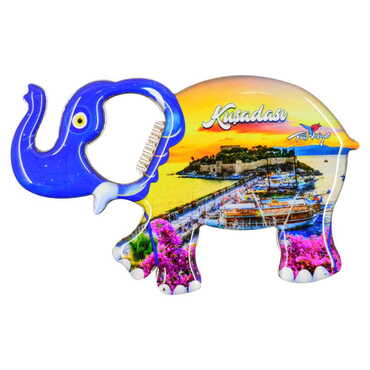 Kusadasi Themed Elephant Shaped Metal Magnetic Bottle Opener 98x61 mm - 5